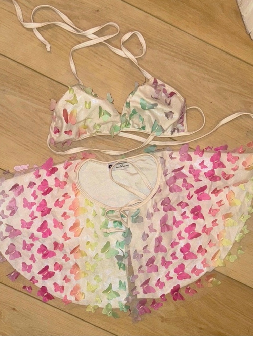 Butterfly Embellished Mini Skirt - Pastel Multicolor